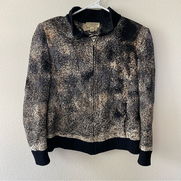 St. John Sport | Women's Wool Blend Full Zip Tiger Print Jacket Size Small - Picture 1 of 6